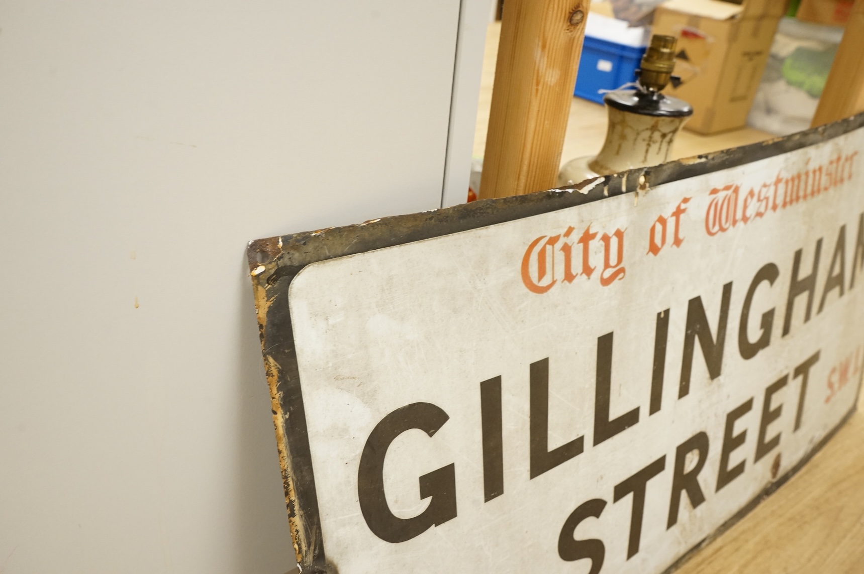 A City of Westminster ‘Gillingham Street’ enamelled road sign, 46 x 92cm